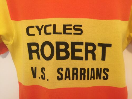 M Vintage FRENCH Eroica FLOCKED CYCLING JERSEY Orange CYCLES ROBERT Sarrians - Fresh Stock Dated October 2025