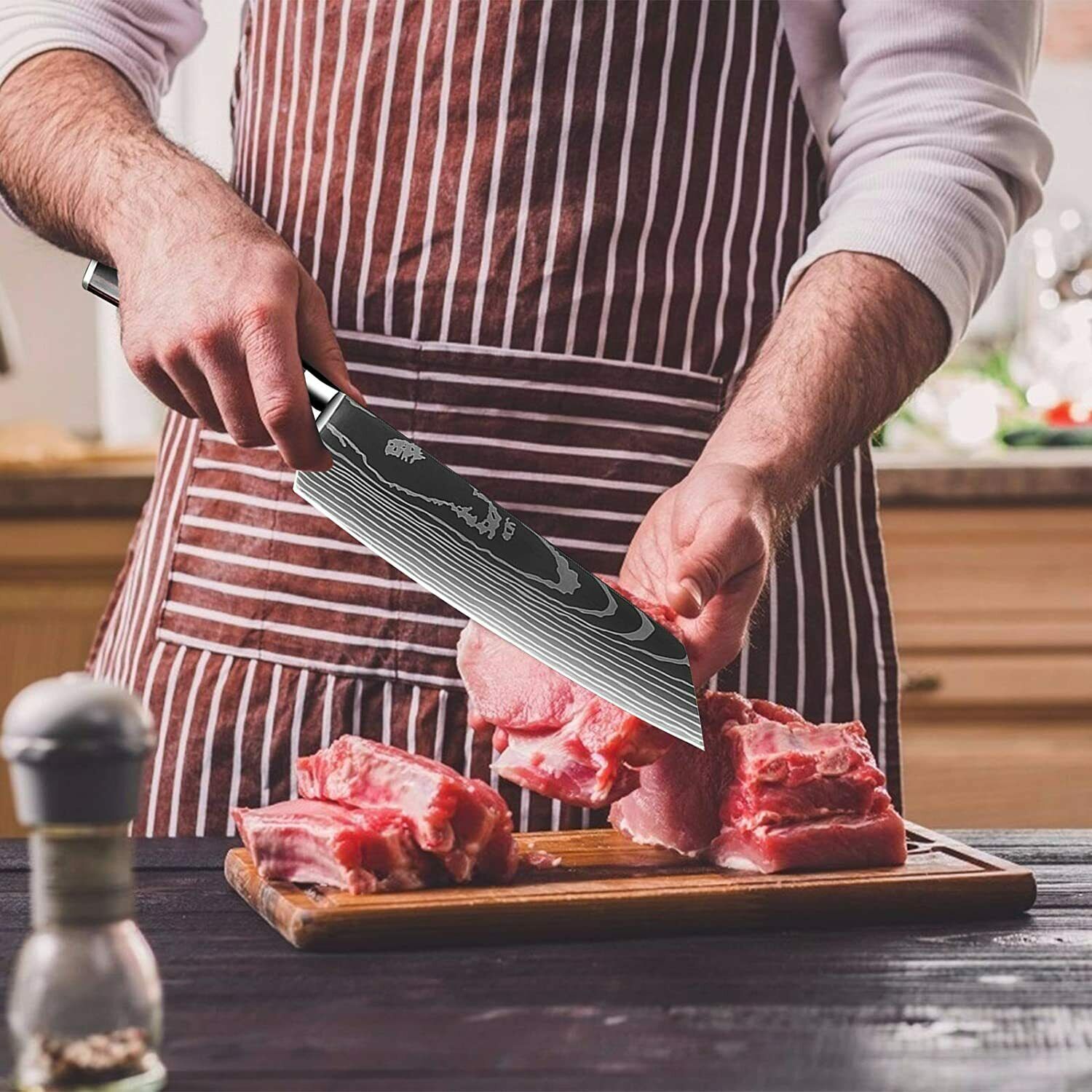 12Piece Kitchen Set Japanese Knife Damascus Pattern Stainless Steel Chef Knives - Fresh Stock Dated October 2025
