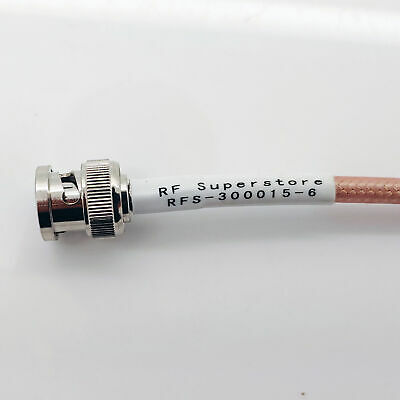 BNC Male (Plug) to SMA Male (Plug) Right Angle RG142 Cable Assembly, 6 inch - Fresh Stock Dated October 2025