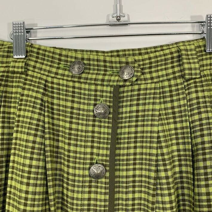 NWOT Vintage 90's Green Brown Plaid Silver Button Front High Waisted Maxi Skirt - Fresh Stock Dated October 2025