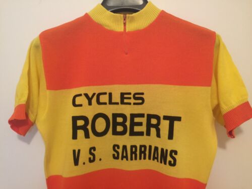 M Vintage FRENCH Eroica FLOCKED CYCLING JERSEY Orange CYCLES ROBERT Sarrians - Fresh Stock Dated October 2025