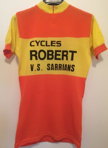 M Vintage FRENCH Eroica FLOCKED CYCLING JERSEY Orange CYCLES ROBERT Sarrians - Fresh Stock Dated October 2025