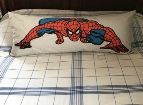 Pottery Barn Kids Spiderman Pillow Cover NEW Marvel Lumbar 14 x 36 Gray Red Blue - Fresh Stock Dated October 2025