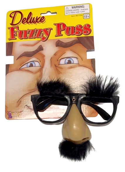 Deluxe RUBBER NOSE GROUCHO GLASSES Funny Black Frame Mustache Joke Fuzzy Puss - Fresh Stock Dated October 2025