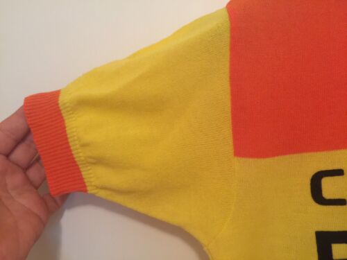 M Vintage FRENCH Eroica FLOCKED CYCLING JERSEY Orange CYCLES ROBERT Sarrians - Fresh Stock Dated October 2025