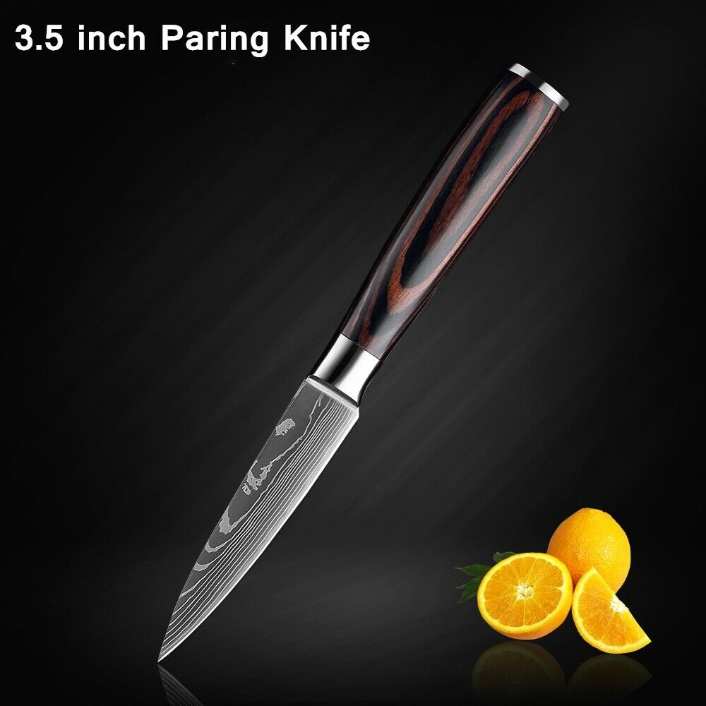 5 Piece Kitchen Knives Set Japanese Damascus Pattern Stainless Steel Chef Knife - Fresh Stock Dated October 2025