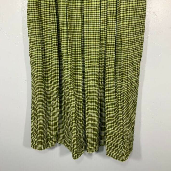 NWOT Vintage 90's Green Brown Plaid Silver Button Front High Waisted Maxi Skirt - Fresh Stock Dated October 2025