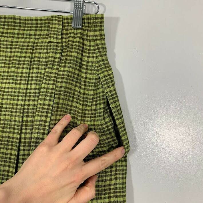 NWOT Vintage 90's Green Brown Plaid Silver Button Front High Waisted Maxi Skirt - Fresh Stock Dated October 2025