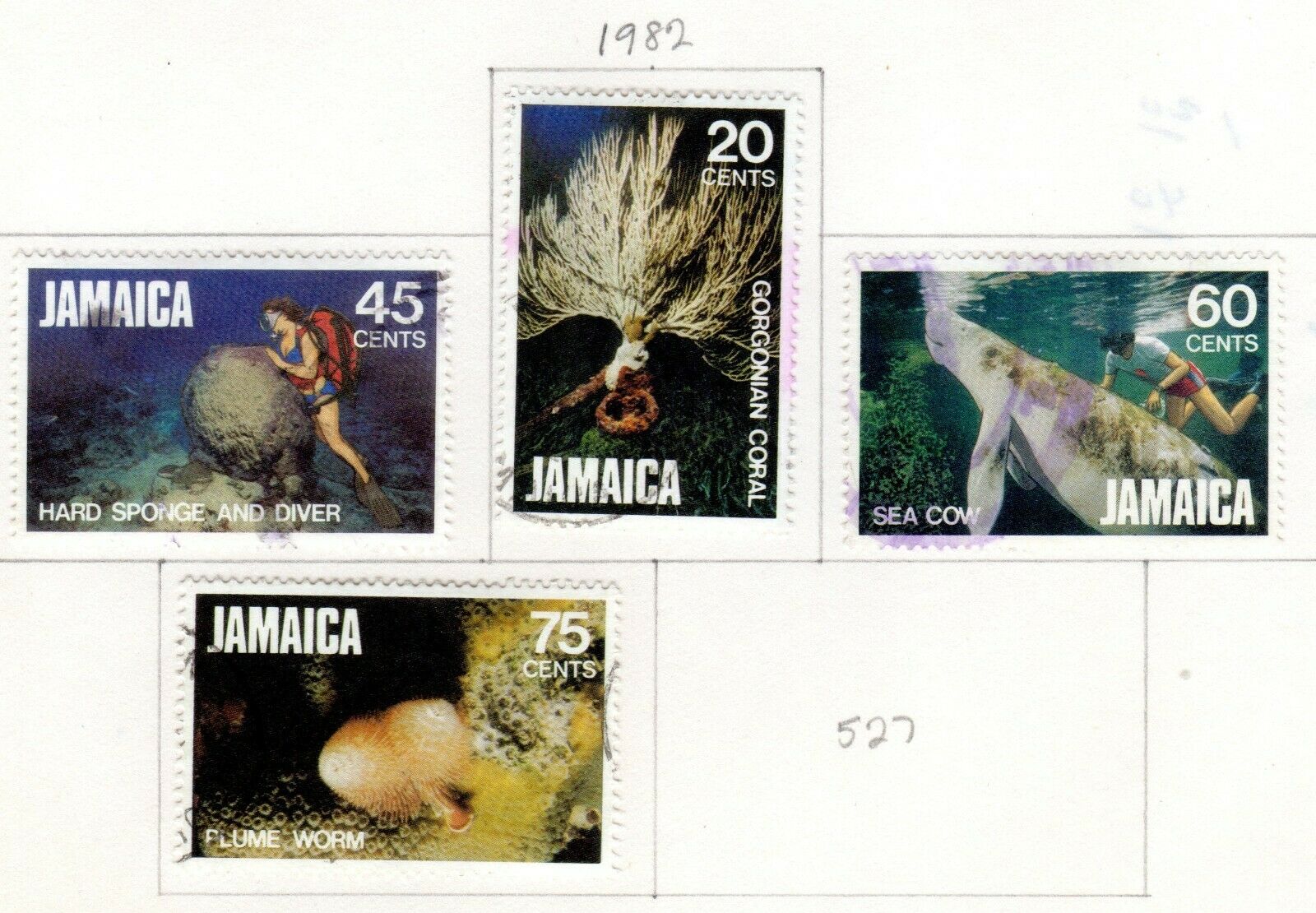 Jamaica Scott 484//526 Used on 2 Album Pages Issued 1980-1982 - Fresh Stock Dated October 2025