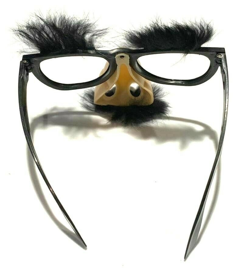 Deluxe RUBBER NOSE GROUCHO GLASSES Funny Black Frame Mustache Joke Fuzzy Puss - Fresh Stock Dated October 2025