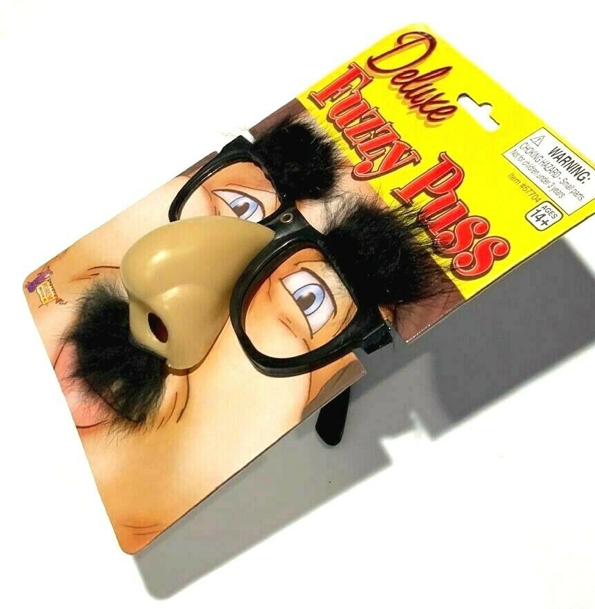 Deluxe RUBBER NOSE GROUCHO GLASSES Funny Black Frame Mustache Joke Fuzzy Puss - Fresh Stock Dated October 2025