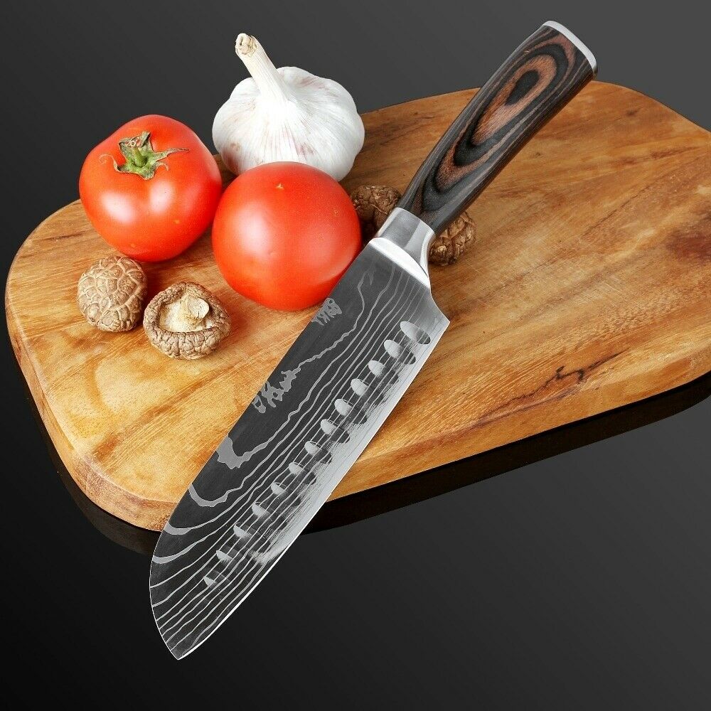 5 Piece Kitchen Knives Set Stainless Japanese Damascus Pattern Steel Chef Knife - Fresh Stock Dated October 2025