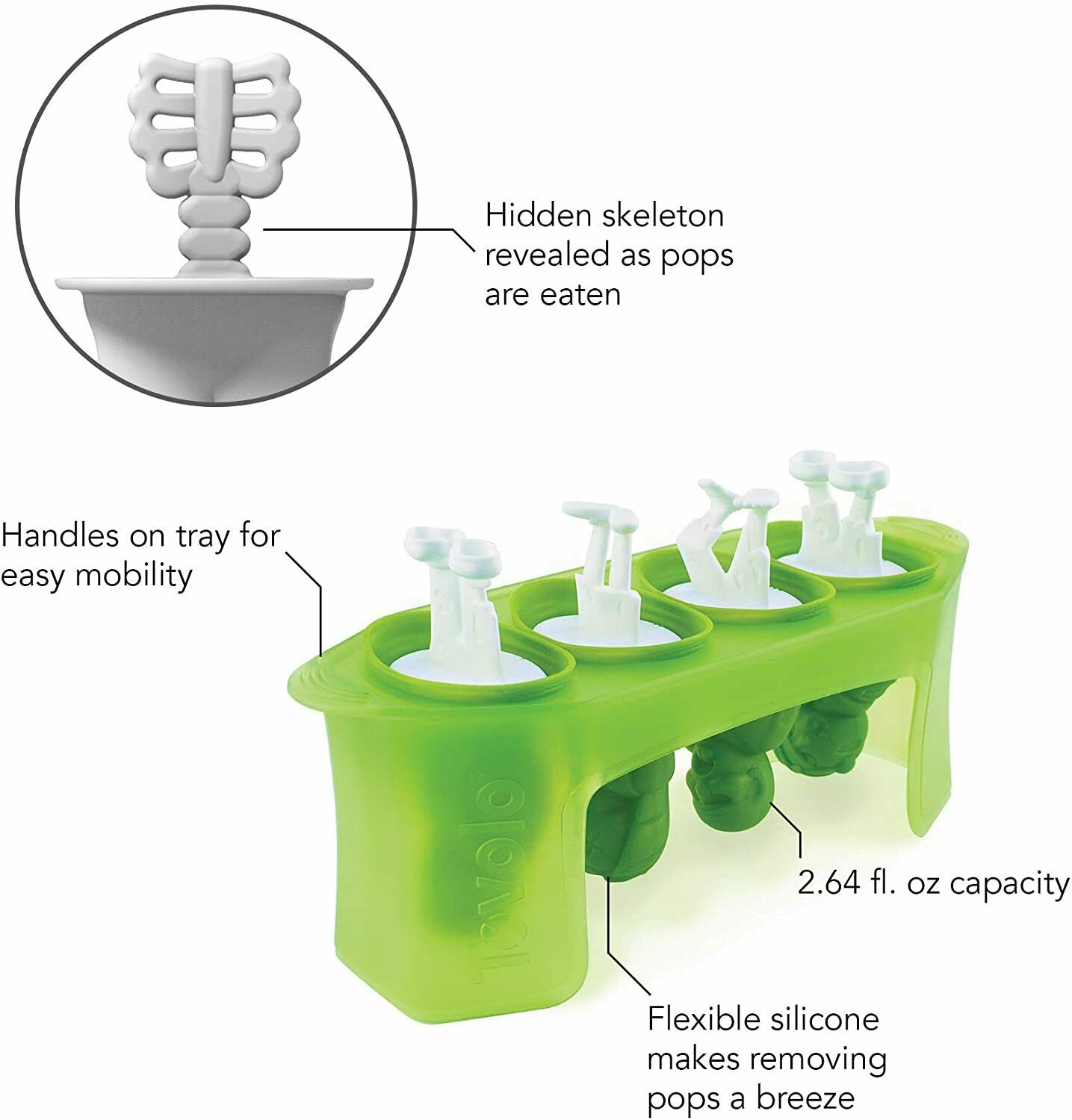 Tovolo Ice Pop Molds, Set of 4 - Zombie - Fresh Stock Dated October 2025