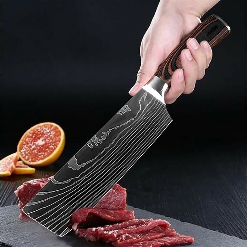 5 Piece Kitchen Knives Set Stainless Japanese Damascus Pattern Steel Chef Knife - Fresh Stock Dated October 2025