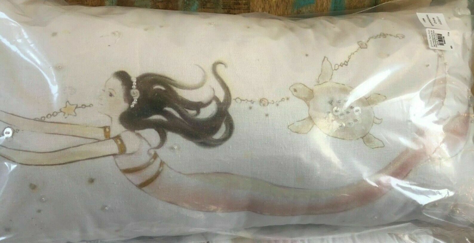 Pottery Barn KIDS ISABELLE MERMAID Decorative Lumbar PILLOW Turtle NEW - Fresh Stock Dated October 2025