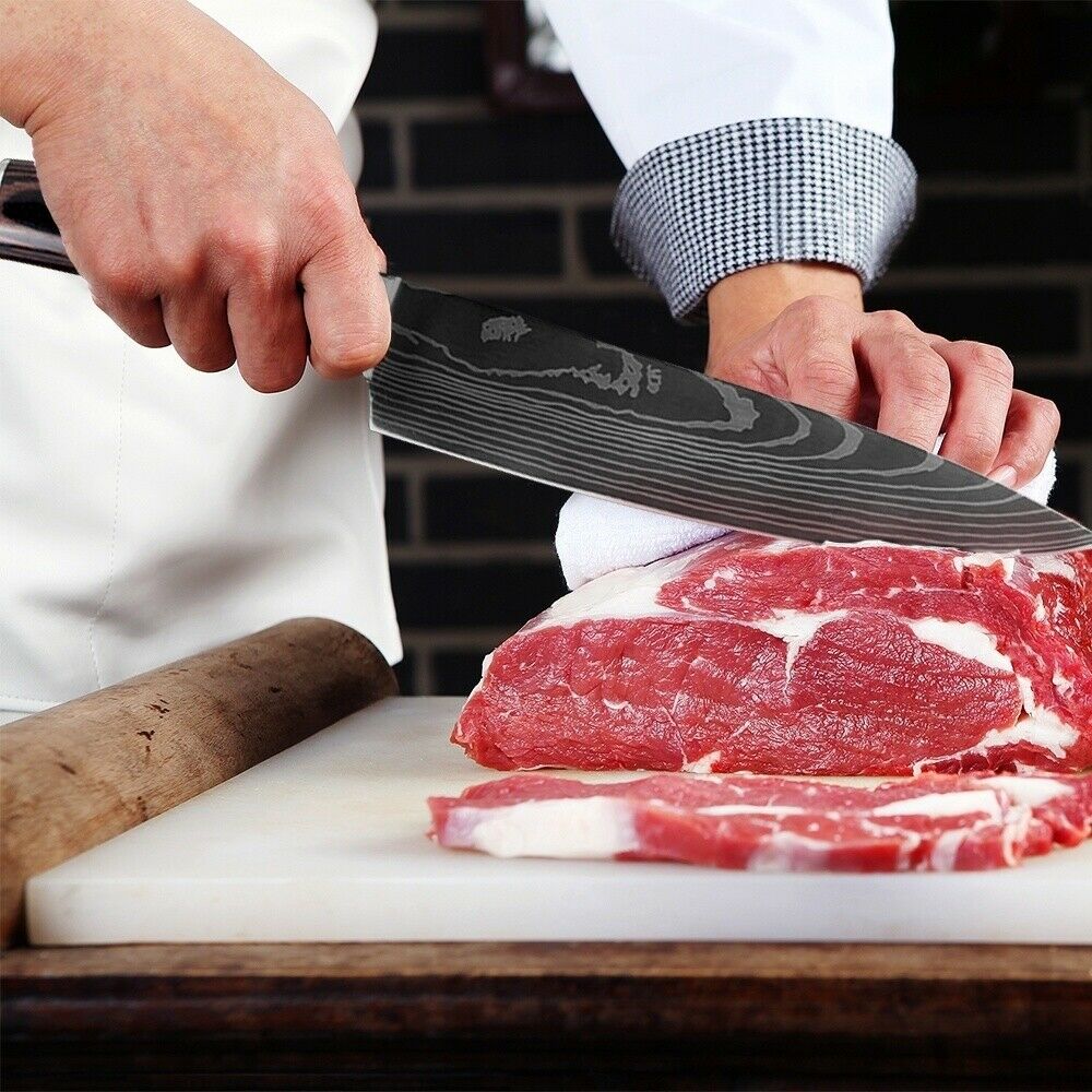 5 Piece Kitchen Knives Set Stainless Japanese Damascus Pattern Steel Chef Knife - Fresh Stock Dated October 2025