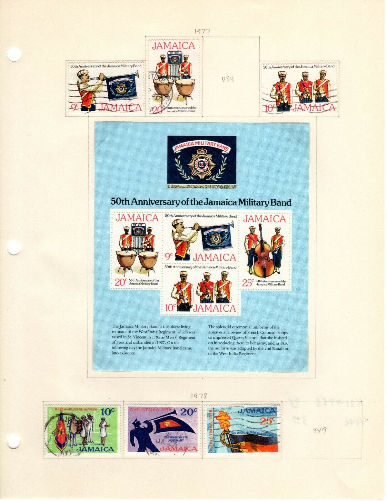 Jamaica Scott 423//433 Mostly Used on 2 Album Pages Issued 1977-1978 - Fresh Stock Dated October 2025
