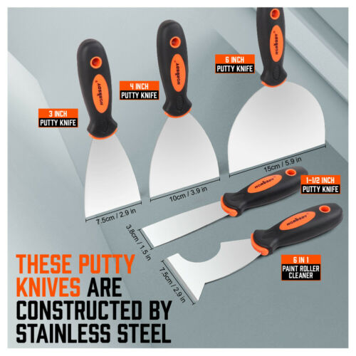 5 Pcs Putty Knife Set Drywall Knife Painter Stainless steel 1.5