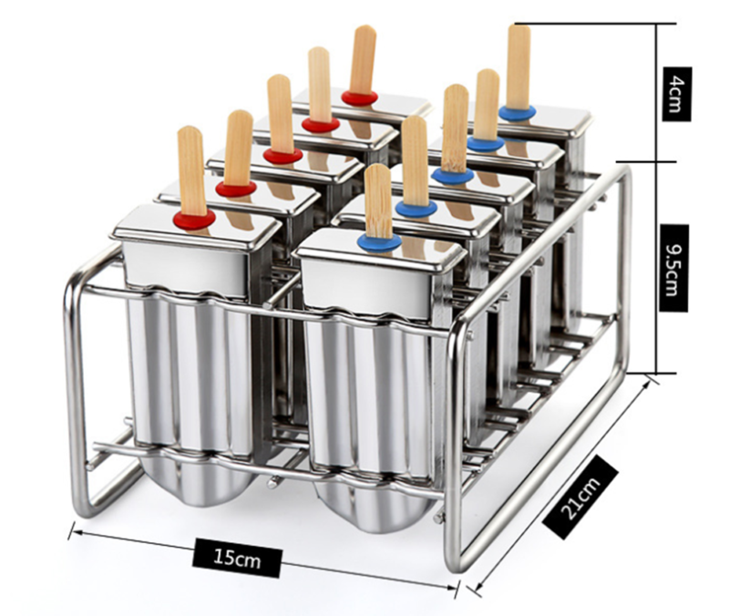 10Pcs Ice Cream Bars Pop Mold Stainless Steel Frozen Popsicle Popsicle Molds Set - Fresh Stock Dated October 2025