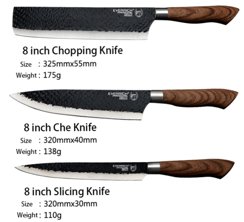 Set Stainless Steel Chef Handmade Knife of 6 pcs Kitchen Knives Scissors Peeler - Fresh Stock Dated October 2025
