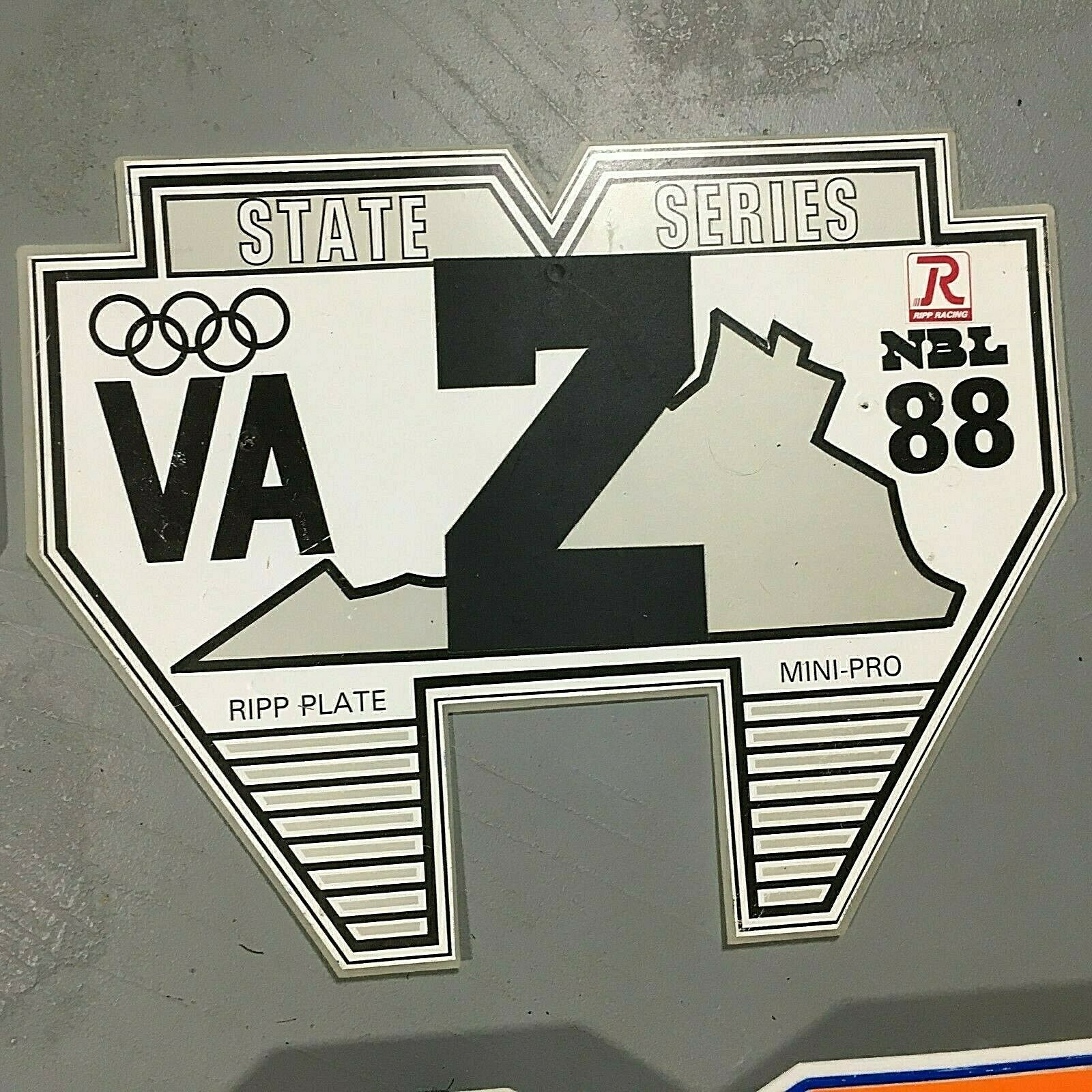 RIPP PLATE Old School BMX Mini Number Plate 1988 Virginia State Trophy Plate NBL - Fresh Stock Dated October 2025