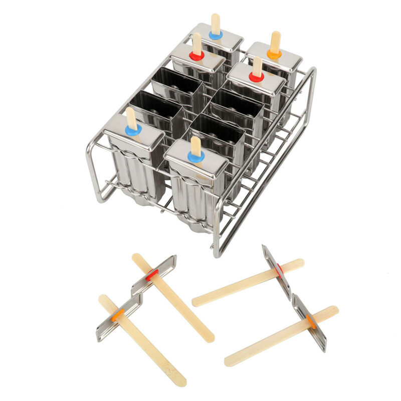 10Pcs Ice Cream Bars Pop Mold Stainless Steel Frozen Popsicle Popsicle Molds Set - Fresh Stock Dated October 2025