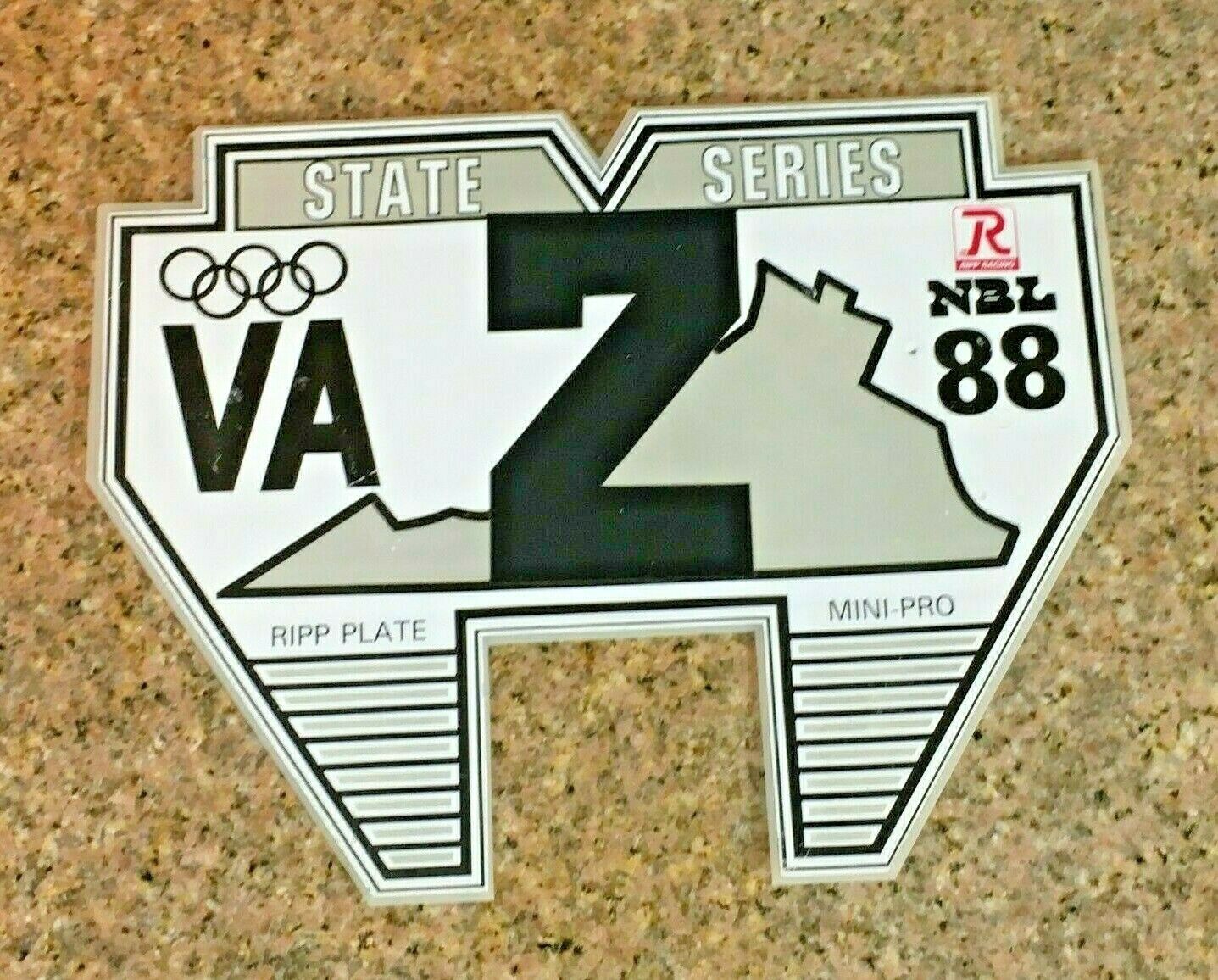 RIPP PLATE Old School BMX Mini Number Plate 1988 Virginia State Trophy Plate NBL - Fresh Stock Dated October 2025