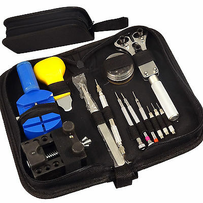13 pc Watch Repair Tool Kit Zip Case Battery Opener Link Pin Remover Screwdriver - Fresh Stock Dated October 2025