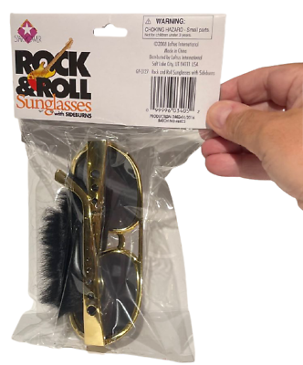 ELVIS SUNGLASSES With Sideburns Presley Rock & Roll Sun Glasses Costume Gold Gag - Fresh Stock Dated October 2025