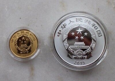 China 2015 Gold and Silver Coins -Chinese Auspicious Culture - Gua Die Mian Mian - Fresh Stock Dated October 2025