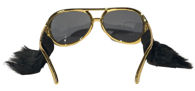 ELVIS SUNGLASSES With Sideburns Presley Rock & Roll Sun Glasses Costume Gold Gag - Fresh Stock Dated October 2025