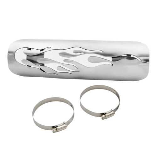 Motorcycle Exhaust Muffler Pipe Heat Shield Cover Heel Guard Universal Chrome - Fresh Stock Dated October 2025