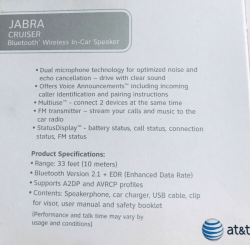 Jabra Cruiser Bluetooth Wireless In Car Speaker Dual Microphones - Fresh Stock Dated October 2025