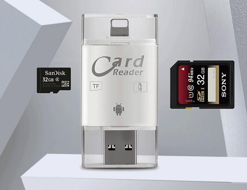 TF SD Card Reader For iPad iPhone X XR XS MAX Samsung OTG Android Phone PC - Fresh Stock Dated October 2025