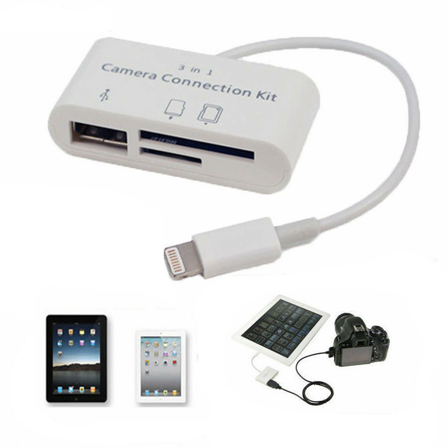 3 in 1 USB Micro SD TF Card Reader Camera Connecter adapter For Iphone X 8 iOS11 - Fresh Stock Dated October 2025