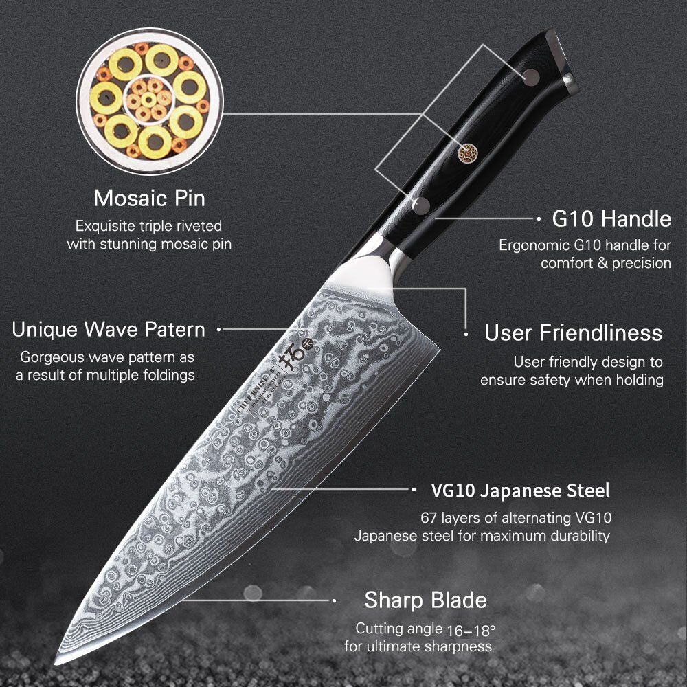 5Pcs TURWHO Paring Santoku Chef Knife Japanese VG10 Damascus Steel Kitchen Knife - Fresh Stock Dated October 2025