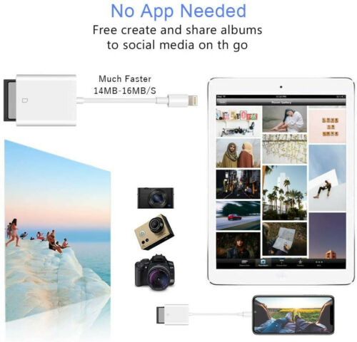 Camera SD Card Reader Adapter Cable for iPhone 8 Plus 6S Apple iPad Pro Air Mini - Fresh Stock Dated October 2025