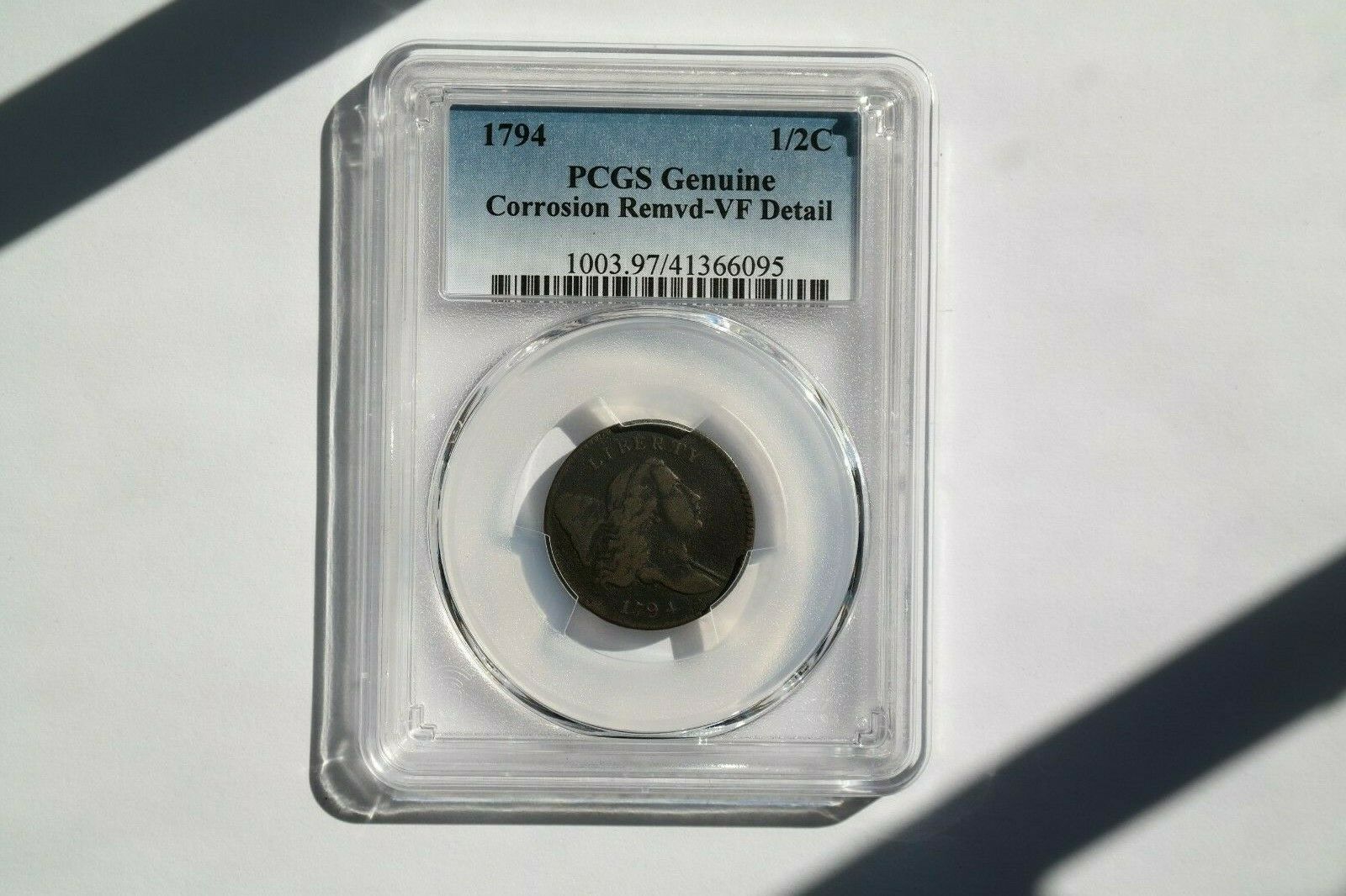 1794 1/2C, Liberty Cap Right, PCGS Graded Genuine Corrosion Removed-VF Details - Fresh Stock Dated October 2025