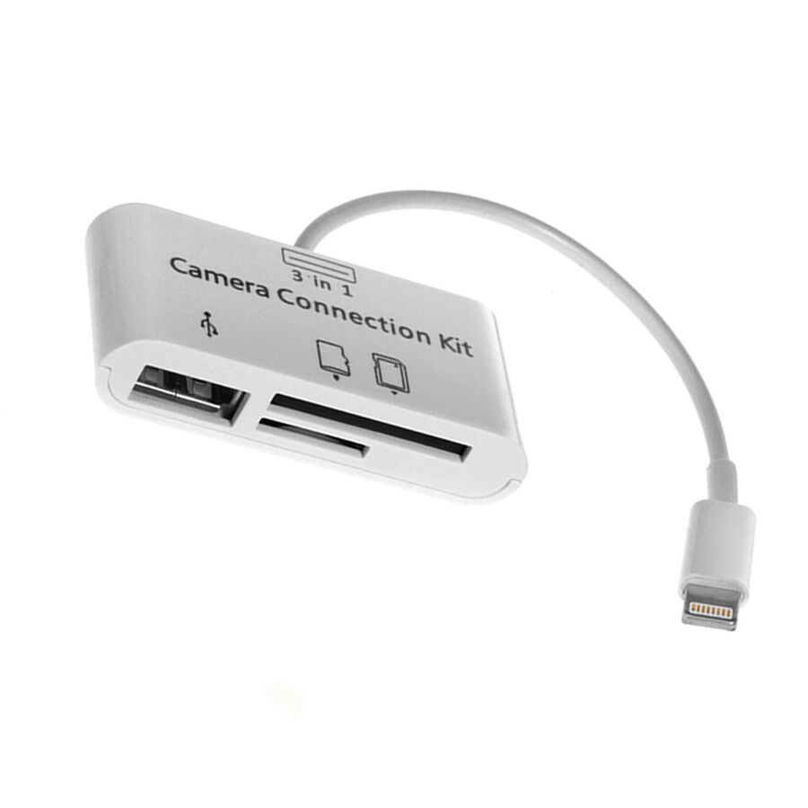 3 in 1 USB SD Card Reader Micro Camera DSLR Link Adapter reader for iPad iphone - Fresh Stock Dated October 2025