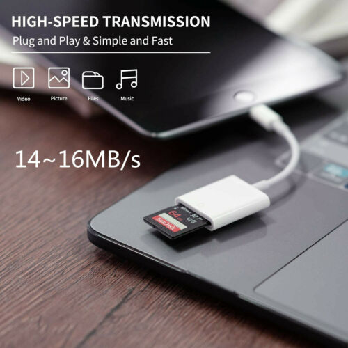 Camera SD Card Reader Adapter Cable for iPhone 8 Plus 6S Apple iPad Pro Air Mini - Fresh Stock Dated October 2025