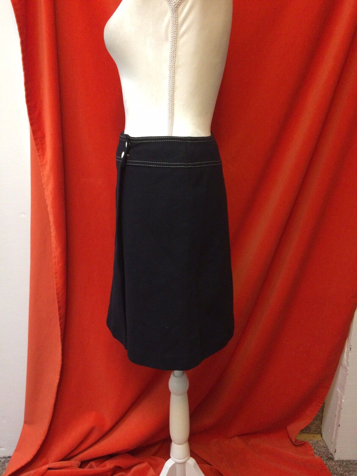 Vintage 70s White Stag a-line mini skirt topstitch wrap black small - Fresh Stock Dated October 2025