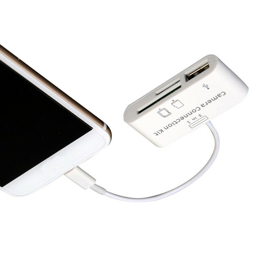 3 in 1 USB SD Card Reader Micro Camera DSLR Link Adapter reader for iPad iphone - Fresh Stock Dated October 2025