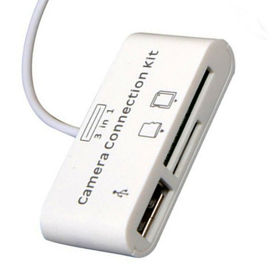 3 in 1 USB SD Card Reader Micro Camera DSLR Link Adapter reader for iPad iphone - Fresh Stock Dated October 2025