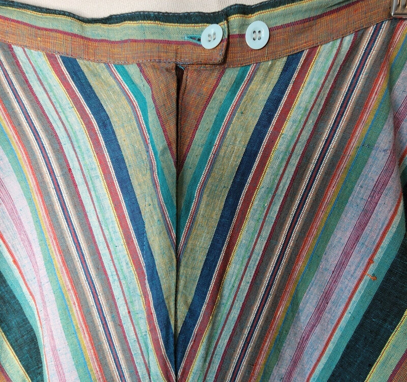 Vintage 1970s Long Skirt Multi Color Stripe 100% Cotton Made in India - Fresh Stock Dated October 2025
