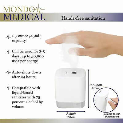 MonMed Automatic Hand Sanitizer Dispenser Spray White Pump Cordless Mist - Fresh Stock Dated October 2025