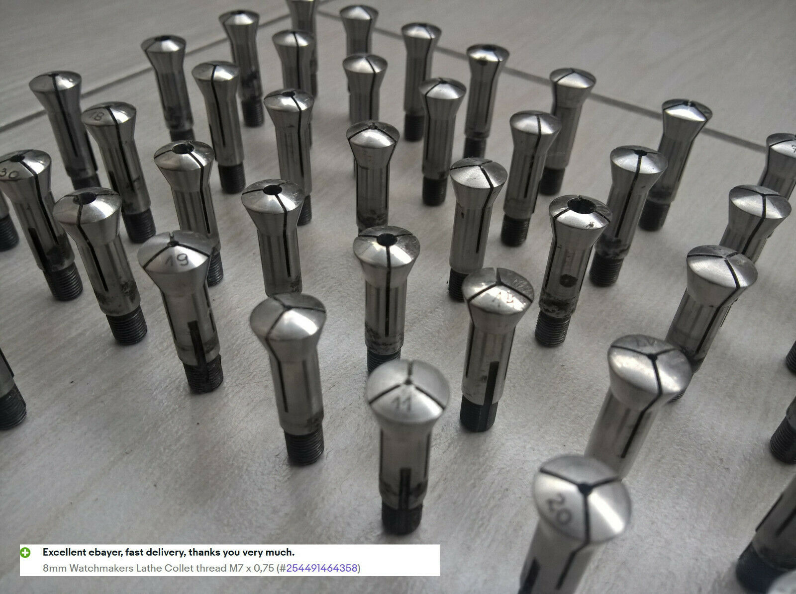 8mm Watchmakers Lathe Collet     *** thread M7 x 0,75 *** - Fresh Stock Dated October 2025