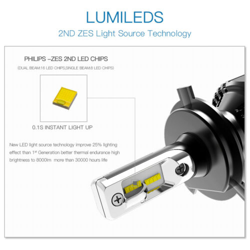 H4 9003 For Honda Goldwing 1100 1200 1500 GL1500 LED Headlight Bulbs 6000K White - Fresh Stock Dated October 2025