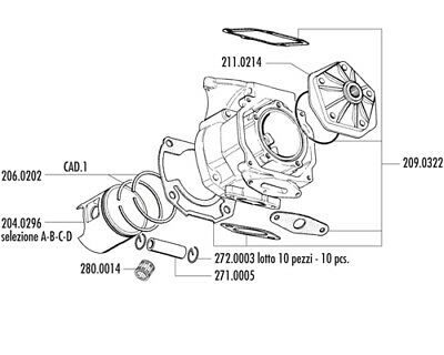 Set Engine D.60 POLINI Aprilia Rs 125 - Extrema 146.0800 - Fresh Stock Dated October 2025