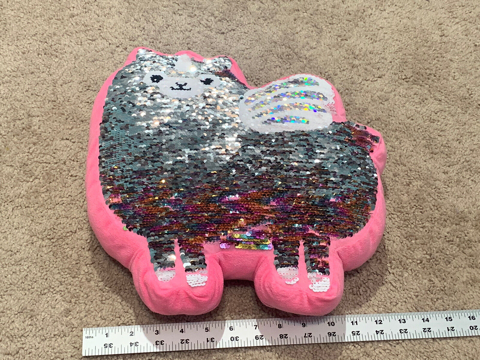 Justice Girl's Flip Sequin llamacorn llama Unicorn Pillow Room Decor Sparkly - Fresh Stock Dated October 2025