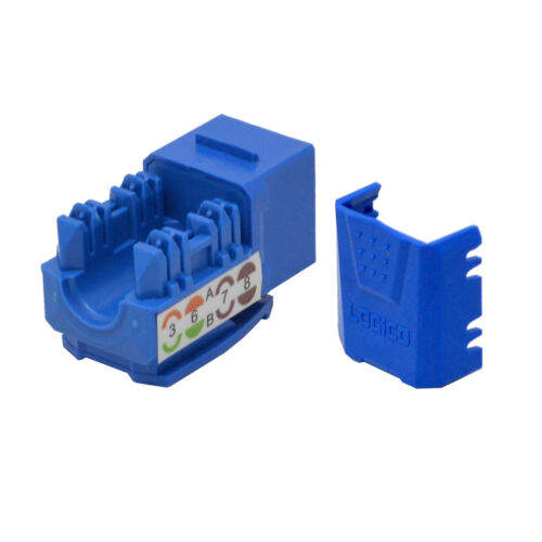 50 pack lot Keystone Jack Cat6a Blue Network Ethernet 110 Punchdown 8P8C - Fresh Stock Dated October 2025